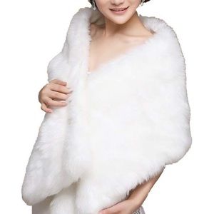 Elegant White Faux Fur Wrap